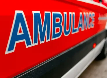 close-up of exterior of ambulance